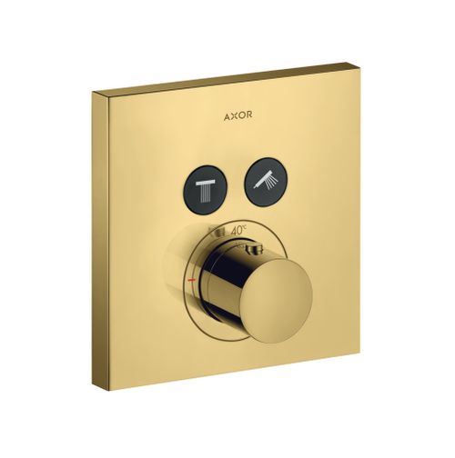 AXOR-HG-AXOR-ShowerSolutions-Thermostat-Unterputz-eckig-fuer-2-Verbraucher-Polished-Gold-Optic-36715990 gallery number 1